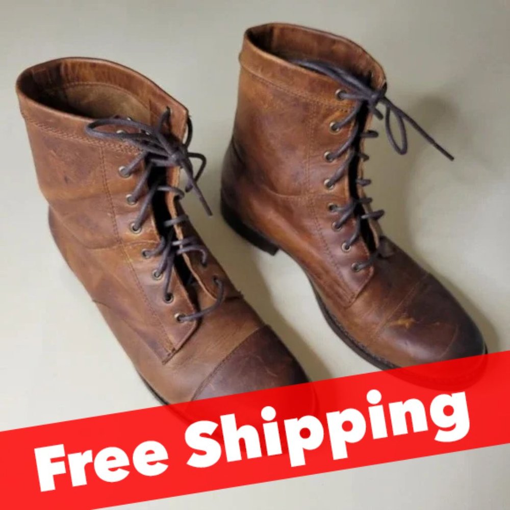 Frye Erin Women's Lace Up Combat Work Granny Boot Distressed Size 8B